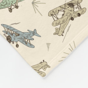 Couverture Polaire Bi-plans Art déco rugissant - motif vert bleu.