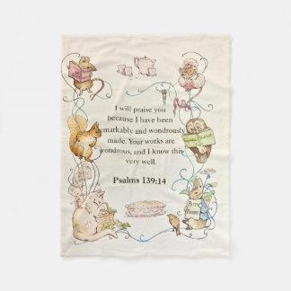 Couverture Polaire Bible verse nursery animals fleece blanket