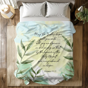 Couverture Polaire Bible verse vert feuille Fleece Blanche