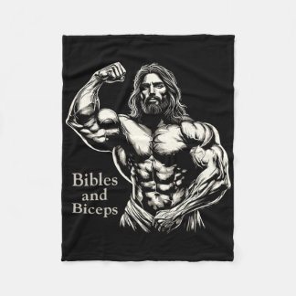 Couverture Polaire Bibles And Biceps - Funny Bodybuilding Jesus Gym W