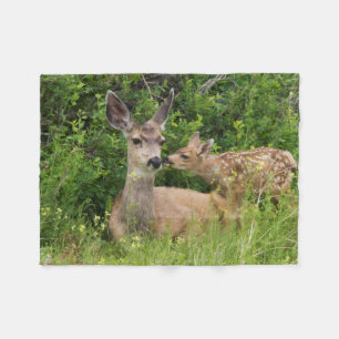 Couverture Polaire Biche de cerf mulet avec faon