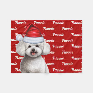 Couverture Polaire Bichon Frise Chien avec nom Noël