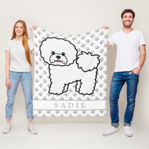 Couverture Polaire Bichon Frise Chien de Dessin Animé Mignon & Nom