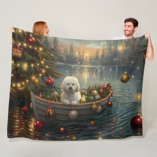Couverture Polaire Bichon Frise Noël Festive Voyage