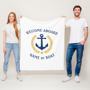 Couverture Polaire Bienvenue à bord Nom du bateau Ancre Gold Laurel 
