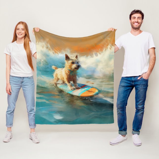 Couverture Polaire Biewer Terrier Plage Surf Peinture (En situation)