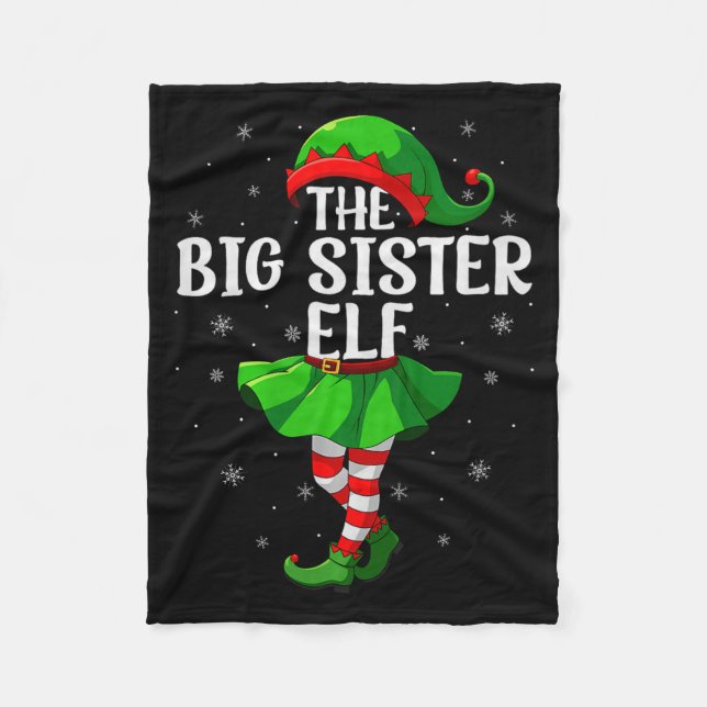 Couverture Polaire Big Sister Elf Christmas Girls Women Elf Squad Xma (Devant)