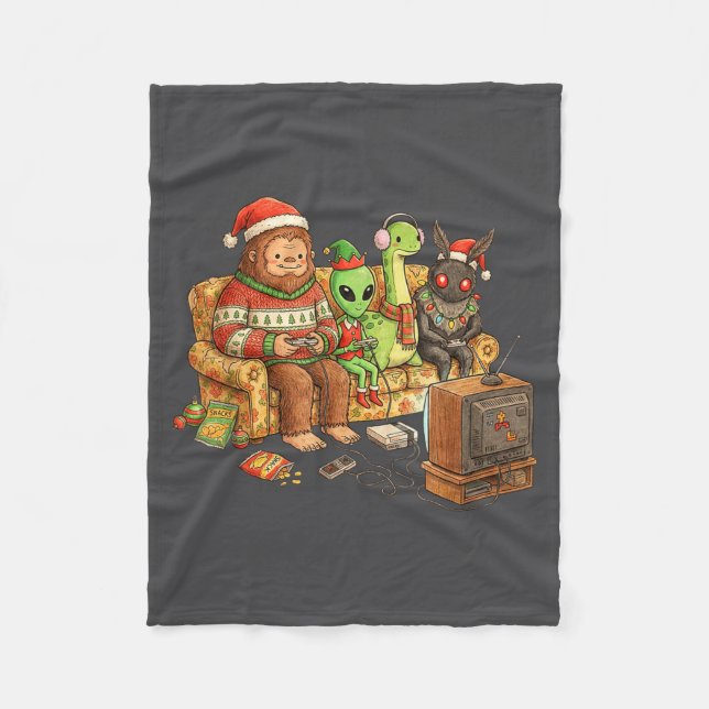 Couverture Polaire Bigfoot Alien Nessie Mothman Retro Gaming Christma (Devant)
