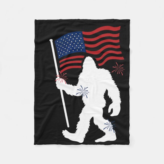 Couverture Polaire Bigfoot Avec Drapeau Américain Drôle 4 juillet Pou (Devant)
