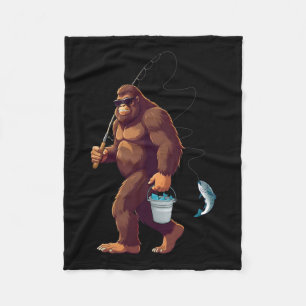 Couverture Polaire Bigfoot pêche drôle rétro Sasquatch pêcheur Papa