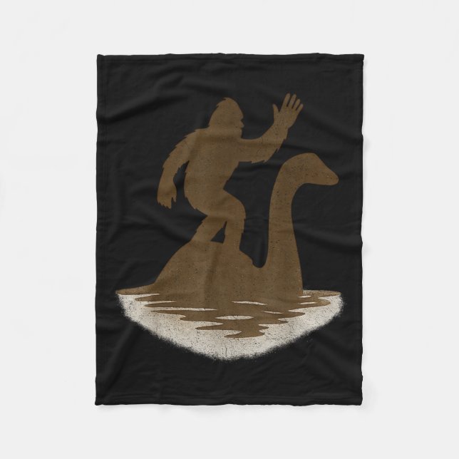 Couverture Polaire Bigfoot Riding Loch Ness Monster Funny Sasquatch  (Devant)