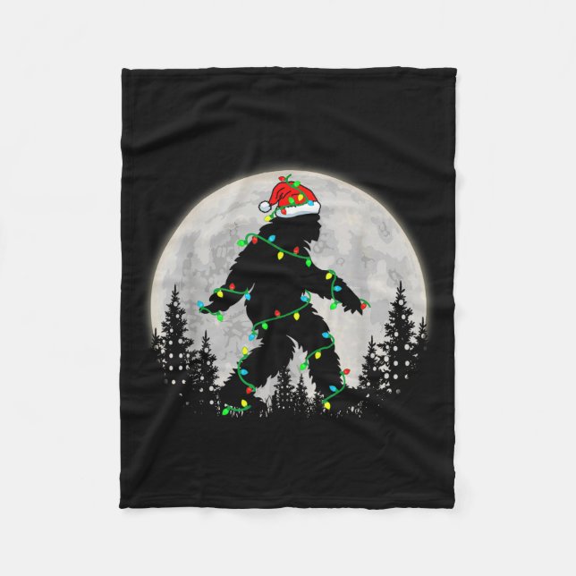 Couverture Polaire Bigfoot Santa Christmas Tree Lights Funny Xmas Sas (Devant)