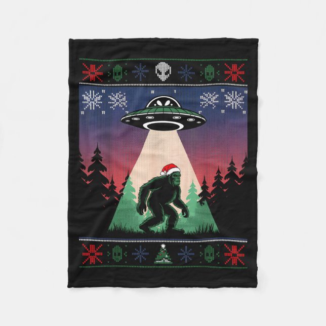 Couverture Polaire Bigfoot Santa Ufo Alien Funny Ugly Christmas Sweat (Devant)
