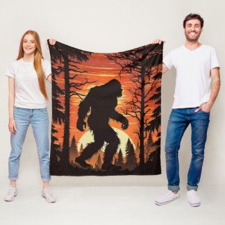 Couverture Polaire Bigfoot Sasquatch Forêt Coucher de soleil