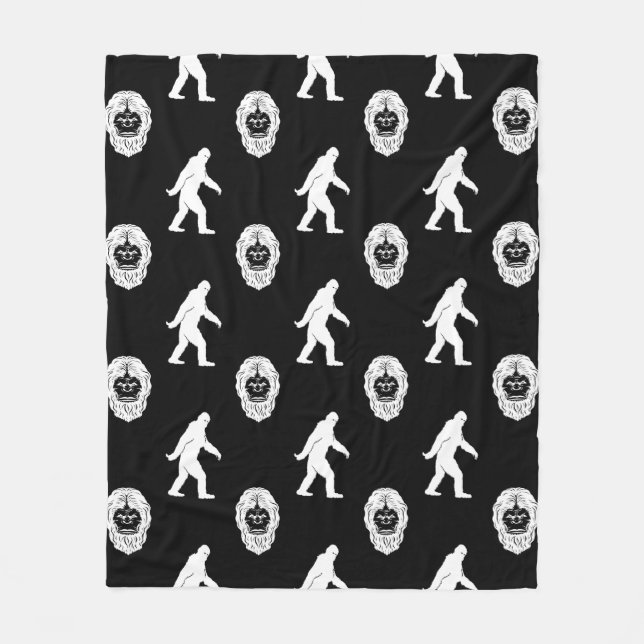 Couverture Polaire Bigfoot Sasquatch noir et blanc (Devant)
