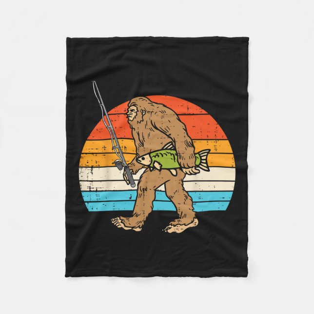Couverture Polaire Bigfoot Sasquatch Pêche Retro Pêcheur Hommes Femme (Devant)