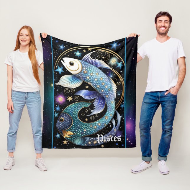 Couverture Polaire Bijoux Galaxie Zodiac Pisces (En situation)