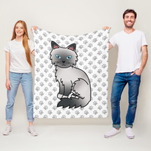 Couverture Polaire Birman / Ragdoll Point Bleu Chat & Pattes Mignon