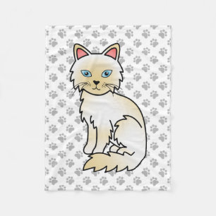 Couverture Polaire Birman / Ragdoll Point crème Chat & Pattes Mignonn