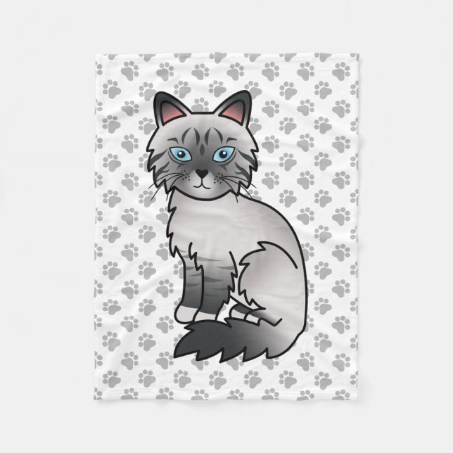 Couverture Polaire Birman / Ragdoll tigré au point bleu Chat & Pattes (Devant)