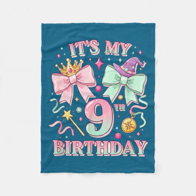 Couverture Polaire Birthday It's My 9th Birthday Cute Magical Princes (Devant)