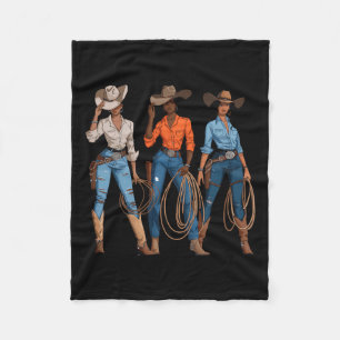 Couverture Polaire Black African American Cowgirl Western Country Rod