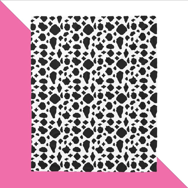 Couverture Polaire Black and White Cow Pattern Country (A blanket with a black and white cow pattern.)