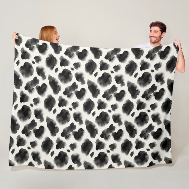 Couverture Polaire Black and White Cow Print Pattern (En situation)