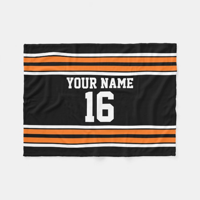 Couverture Polaire Black avec Orange White Stripes Team Jersey (Devant (Horizontal))