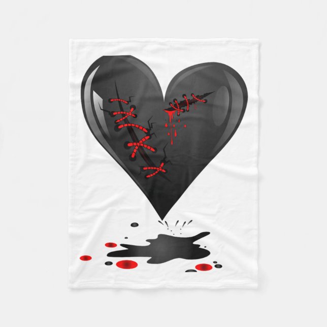 Couverture Polaire Black Bleeding Cut Open Broken Heart Goth Valentin (Devant)