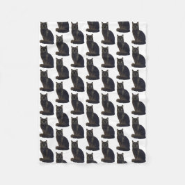 Couverture Polaire Black Cat Staring Ominy Photo Cutout Blanc