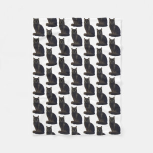 Couverture Polaire Black Cat Staring Ominy Photo Cutout Blanc