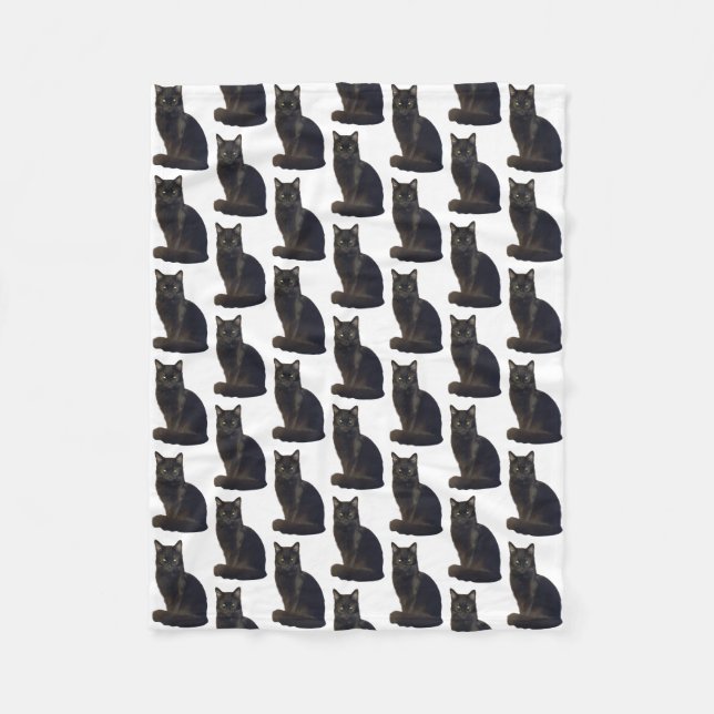 Couverture Polaire Black Cat Staring Ominy Photo Cutout Blanc (Devant)