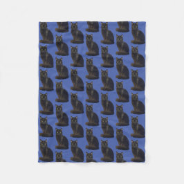 Couverture Polaire Black Cat Staring Ominy Photo Cutout Bleu