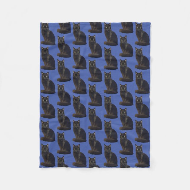 Couverture Polaire Black Cat Staring Ominy Photo Cutout Bleu (Devant)