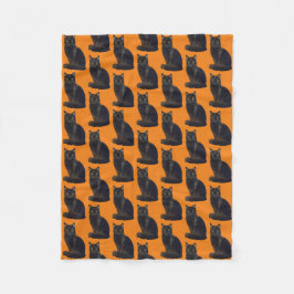 Couverture Polaire Black Cat Staring Ominy Photo Cutout Orange