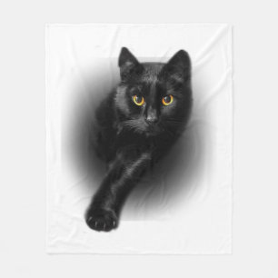 Couverture Polaire Black Cat Yellow Eyes