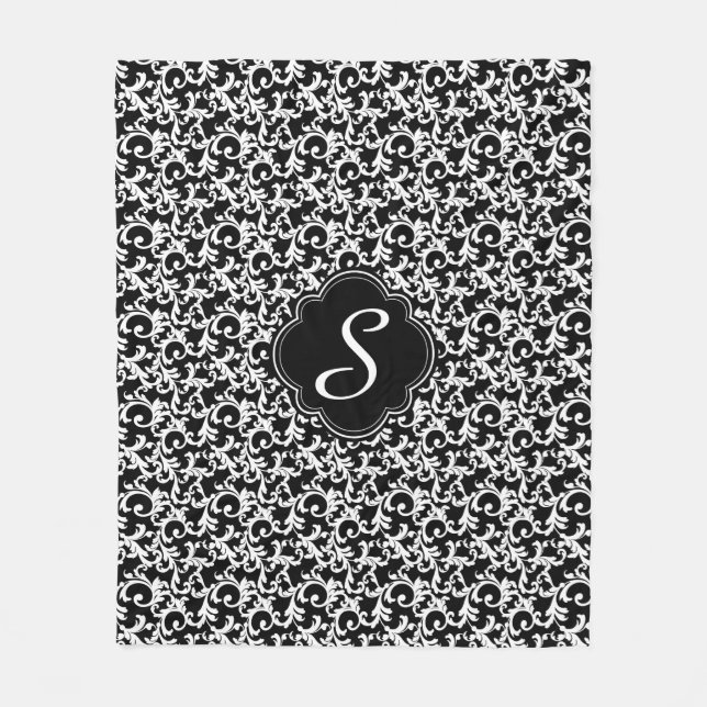 Couverture Polaire Black Elegant Damask Medium Print (Devant)
