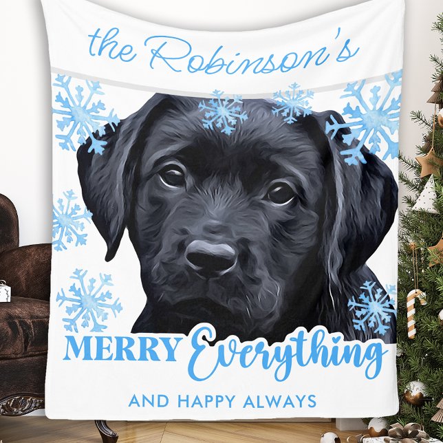 Couverture Polaire Black Lab Christmas - Joyeux tout - Labrador (Créateur téléchargé)