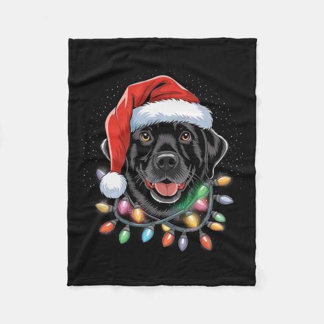 Couverture Polaire Black Lab Labrador Christmas Tree Light Pyjama Chi (Devant)