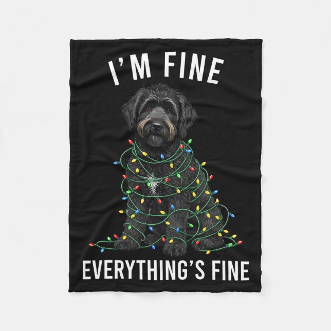 Couverture Polaire Black Labradoodle Christmas I'm Fine Everything Is (Devant)