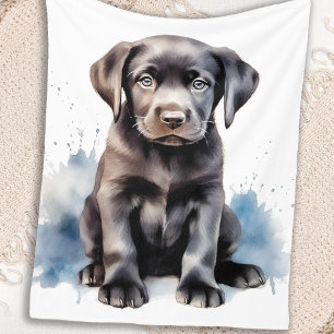 Couverture Polaire Black Labrador Retriever mignon Chien chiot