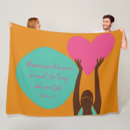 Couverture Polaire Black Woman Scripture Heart Christian Orange