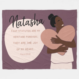Couverture Polaire Black Woman Scripture Heart Plum personnalisé
