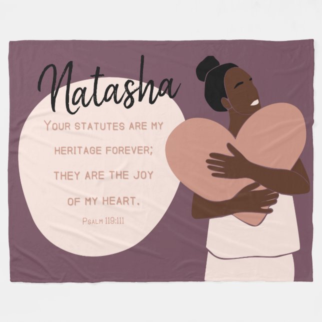 Couverture Polaire Black Woman Scripture Heart Plum personnalisé (Devant (Horizontal))