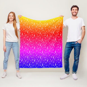 Couverture Polaire blanc et arc-en-ciel Musical