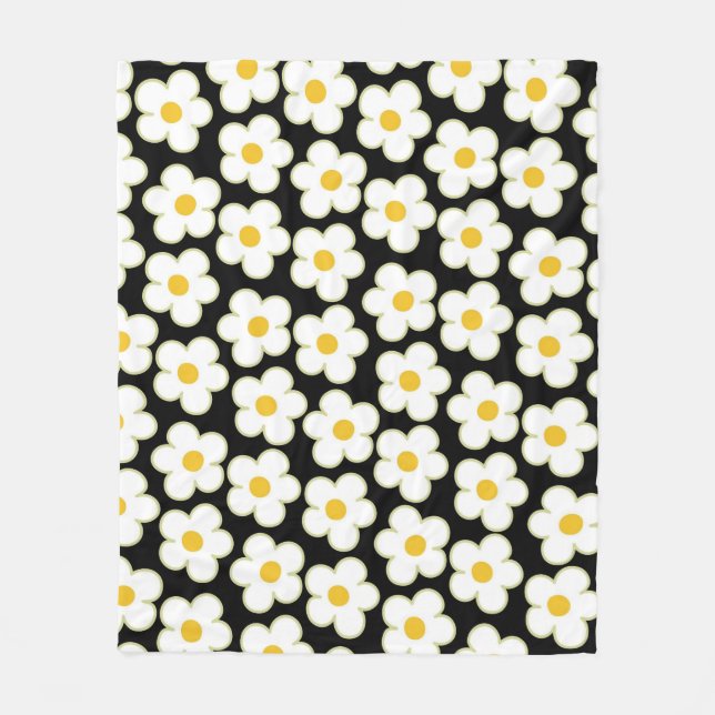 Couverture Polaire Blanc noir Tropical Floral Botanique Été (Devant)