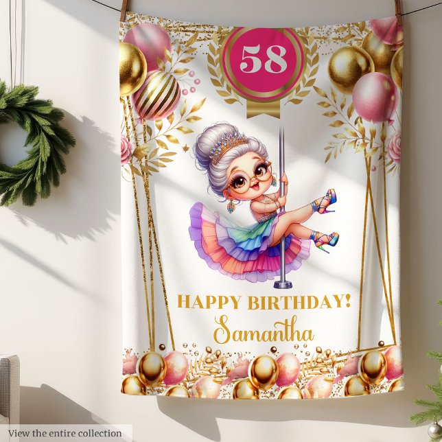 Couverture Polaire Blanc Or Grossier Grandma Blanche Personnalisée (Gold White Funny Grandma Blanket Personalized)