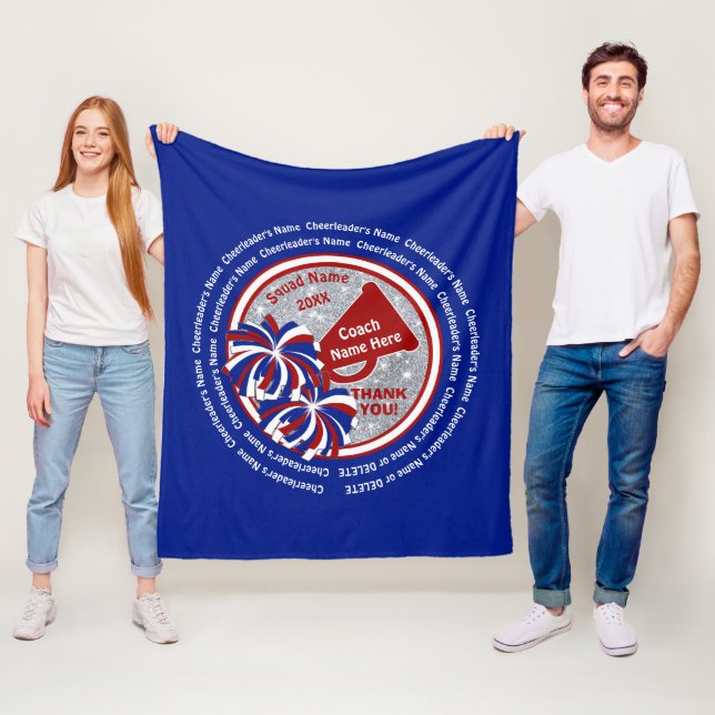 Couverture Polaire Blanc rouge et idées Cheerleading bleues de cadeau (En situation)