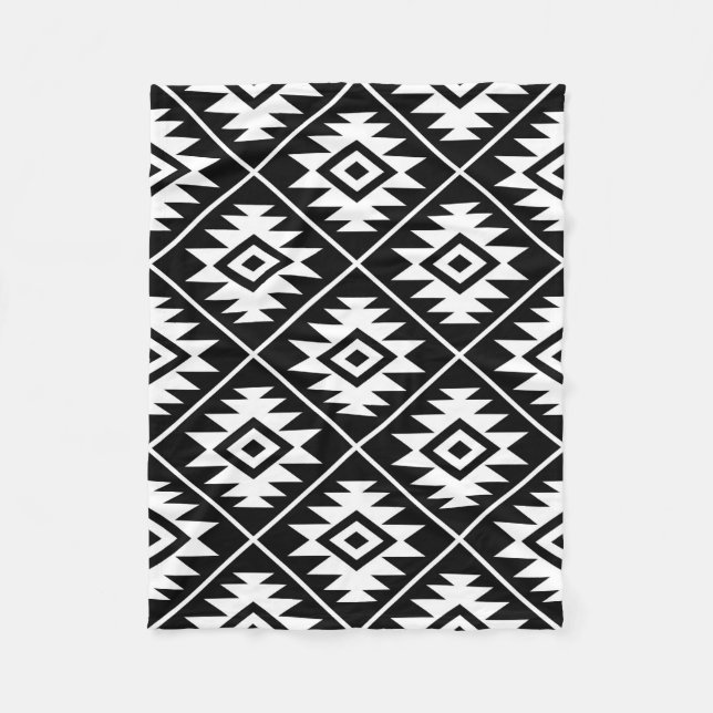 Couverture Polaire Blanc stylisé de Ptn de symbole aztèque grand sur (Devant)